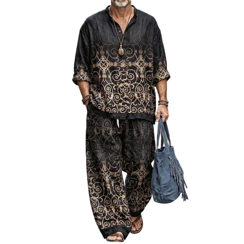 💝💝 Easy Style, Zero Matching Hassle | Men's Retro Print Loose-Fit 2-Piece Set