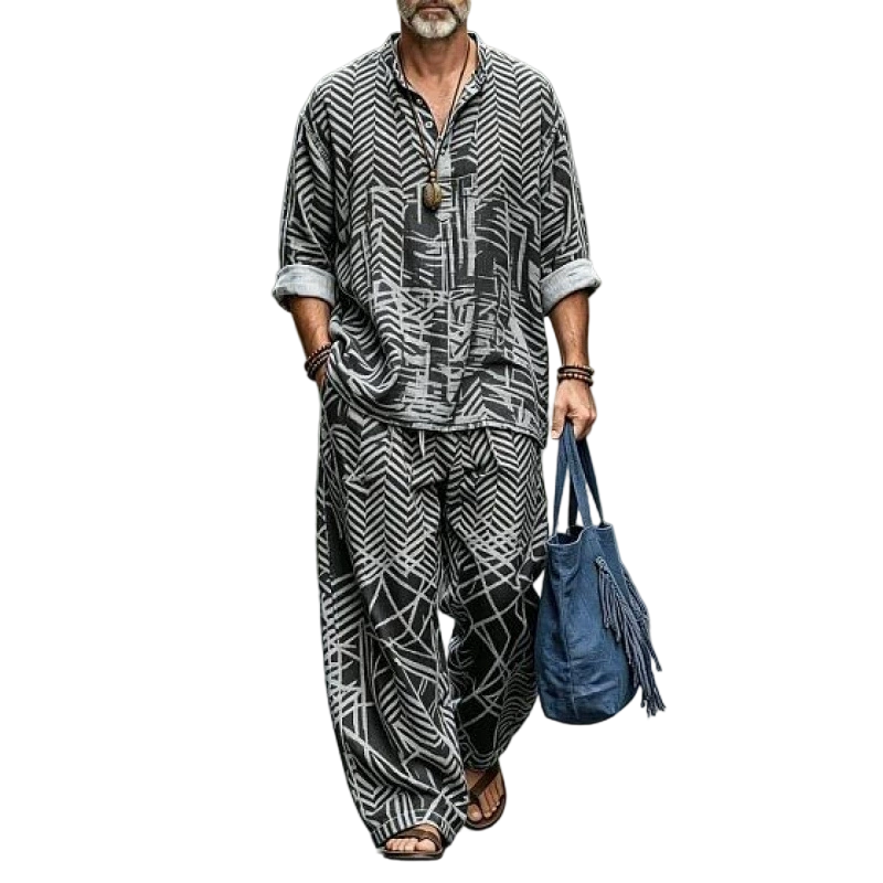 💝💝 Easy Style, Zero Matching Hassle | Men's Retro Print Loose-Fit 2-Piece Set
