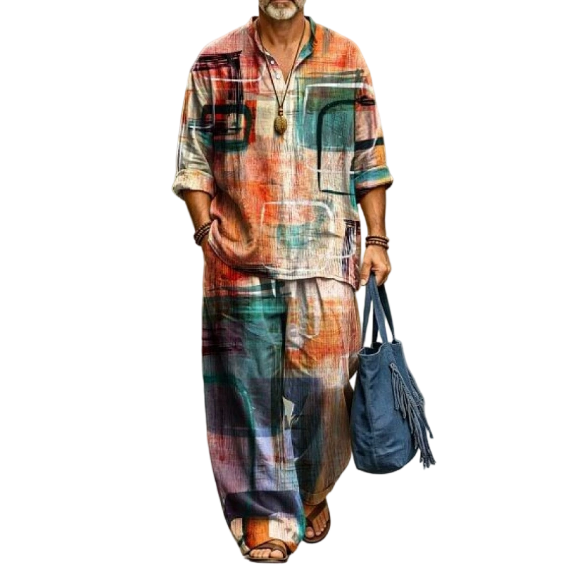 💝💝 Easy Style, Zero Matching Hassle | Men's Retro Print Loose-Fit 2-Piece Set