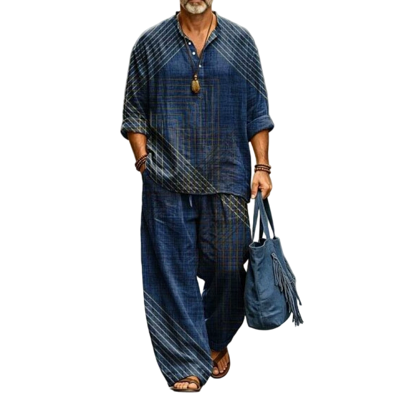 💝💝 Easy Style, Zero Matching Hassle | Men's Retro Print Loose-Fit 2-Piece Set