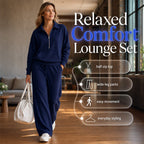 💝💝One Set, Endless Ease | Women's Half-Zip Top & Wide-Leg Pants 2-Piece Set⚡Free shipping