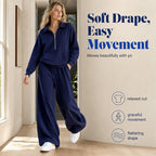 💝💝One Set, Endless Ease | Women's Half-Zip Top & Wide-Leg Pants 2-Piece Set⚡Free shipping