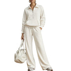 💝💝One Set, Endless Ease | Women's Half-Zip Top & Wide-Leg Pants 2-Piece Set⚡Free shipping