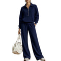 💝💝One Set, Endless Ease | Women's Half-Zip Top & Wide-Leg Pants 2-Piece Set⚡Free shipping