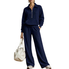 💝💝One Set, Endless Ease | Women's Half-Zip Top & Wide-Leg Pants 2-Piece Set⚡Free shipping
