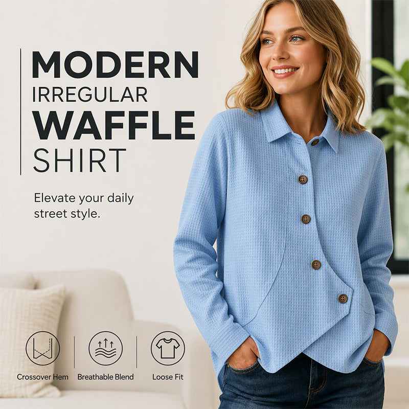 💝💝 Latest Design | Women's Waffle-Knit Crossover Hem Button Top