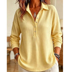💝💝 New Arrival | Women's Waffle-Knit Collared Relaxed Long-Sleeve Top